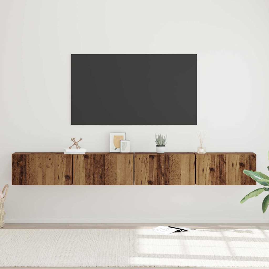 Tv-meubelset 4 pcs Oud Hout 60 x 30 x 30 cm Bewerkt hout is nu te koop bij PeponiXL, paradijselijk wonen!