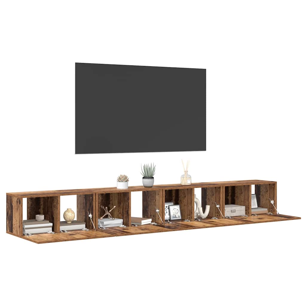 Tv-meubelset 4 pcs Oud Hout 60 x 30 x 30 cm Bewerkt hout is nu te koop bij PeponiXL, paradijselijk wonen!