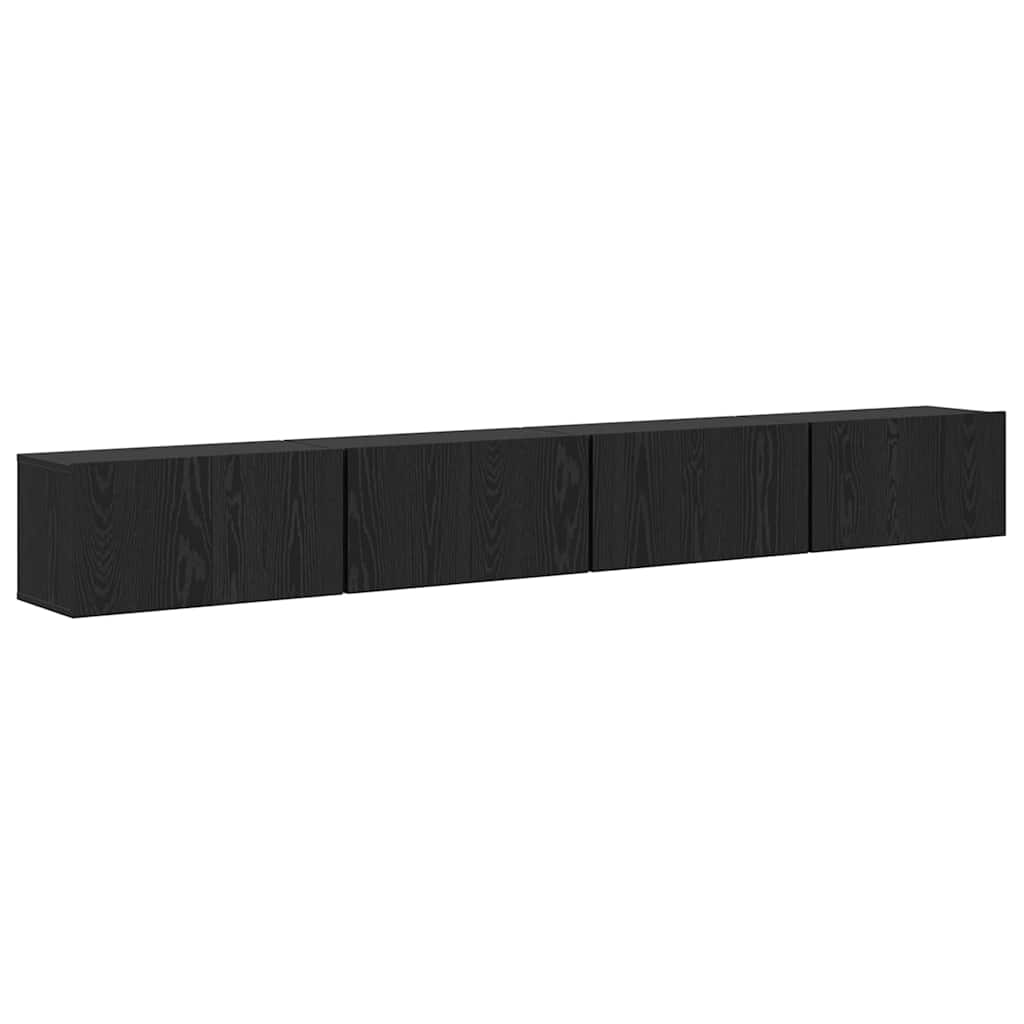 Tv-meubelset 4 pcs Zwart Eiken 60 x 30 x 30 cm Bewerkt hout is nu te koop bij PeponiXL, paradijselijk wonen!