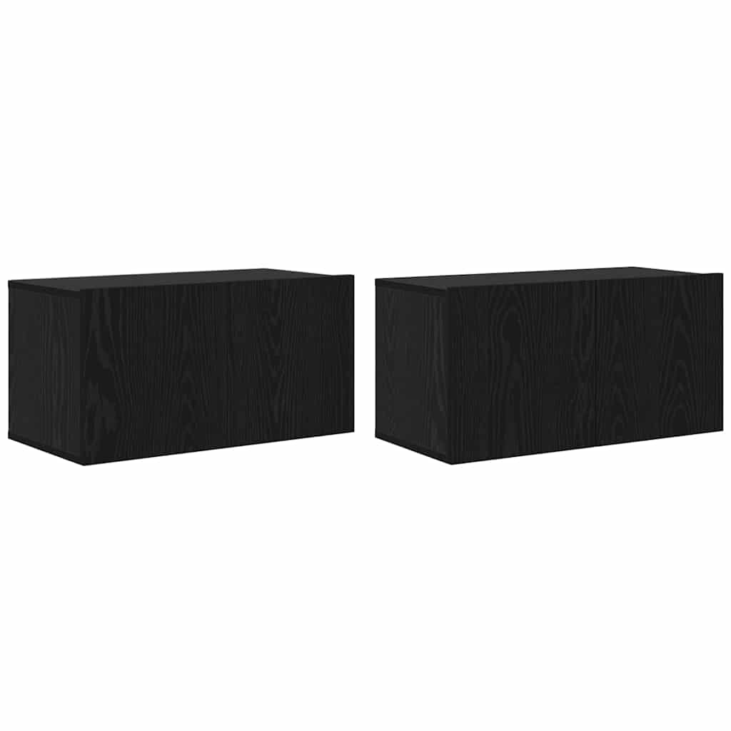Tv-meubelset 4 pcs Zwart Eiken 60 x 30 x 30 cm Bewerkt hout is nu te koop bij PeponiXL, paradijselijk wonen!