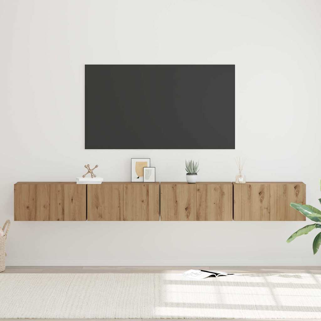 Tv-meubelset 4 pcs Artisan Eiken 60 x 30 x 30 cm Bewerkt hout is nu te koop bij PeponiXL, paradijselijk wonen!