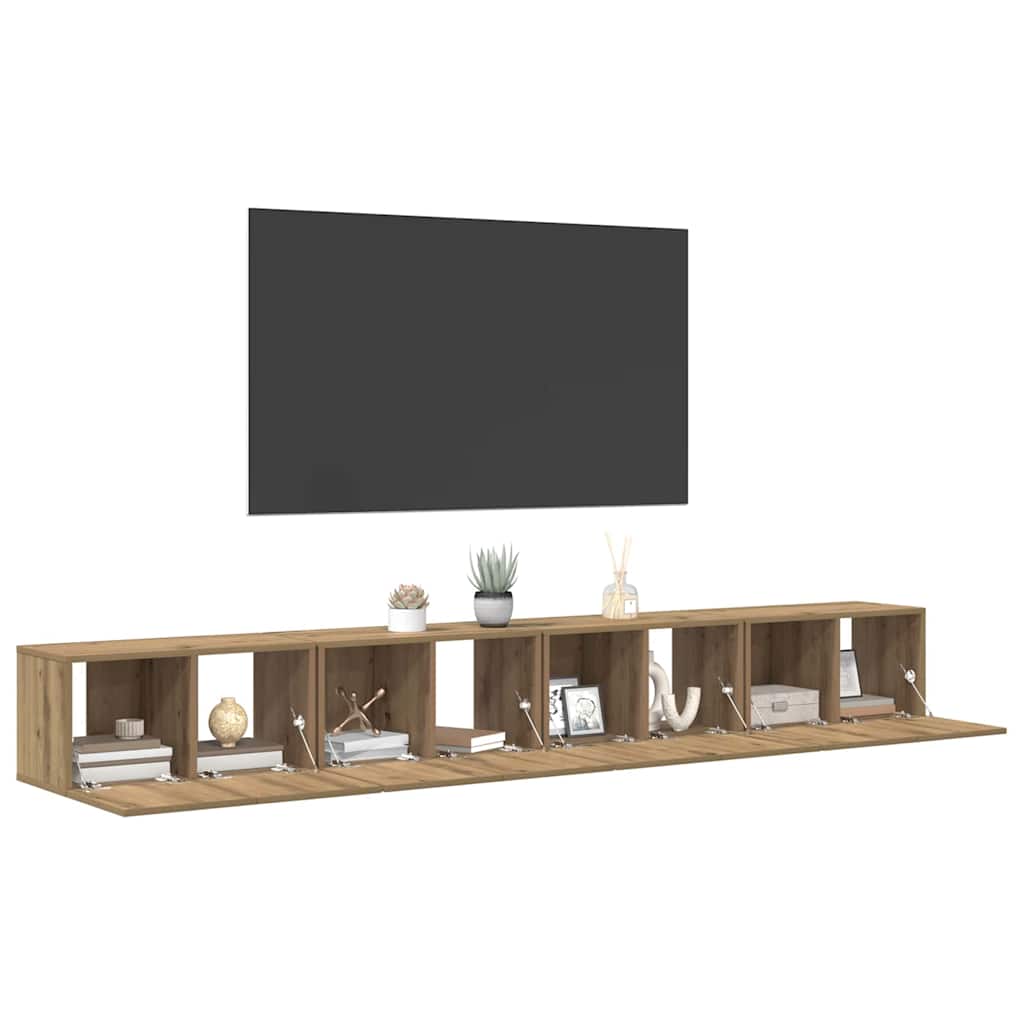 Tv-meubelset 4 pcs Artisan Eiken 60 x 30 x 30 cm Bewerkt hout is nu te koop bij PeponiXL, paradijselijk wonen!