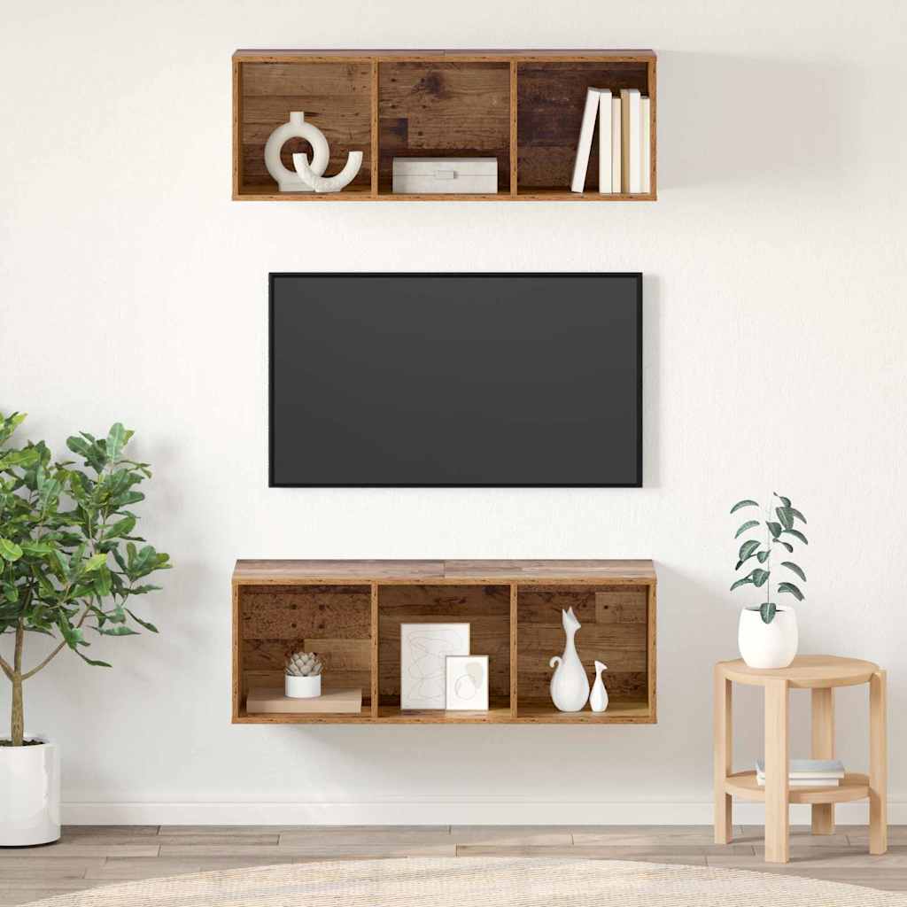 Tv-meubelset 2 pcs Oud Hout 37 x 37 x 107 cm Bewerkt hout is nu te koop bij PeponiXL, paradijselijk wonen!