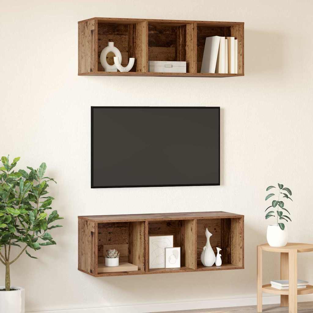 Tv-meubelset 2 pcs Oud Hout 37 x 37 x 107 cm Bewerkt hout is nu te koop bij PeponiXL, paradijselijk wonen!