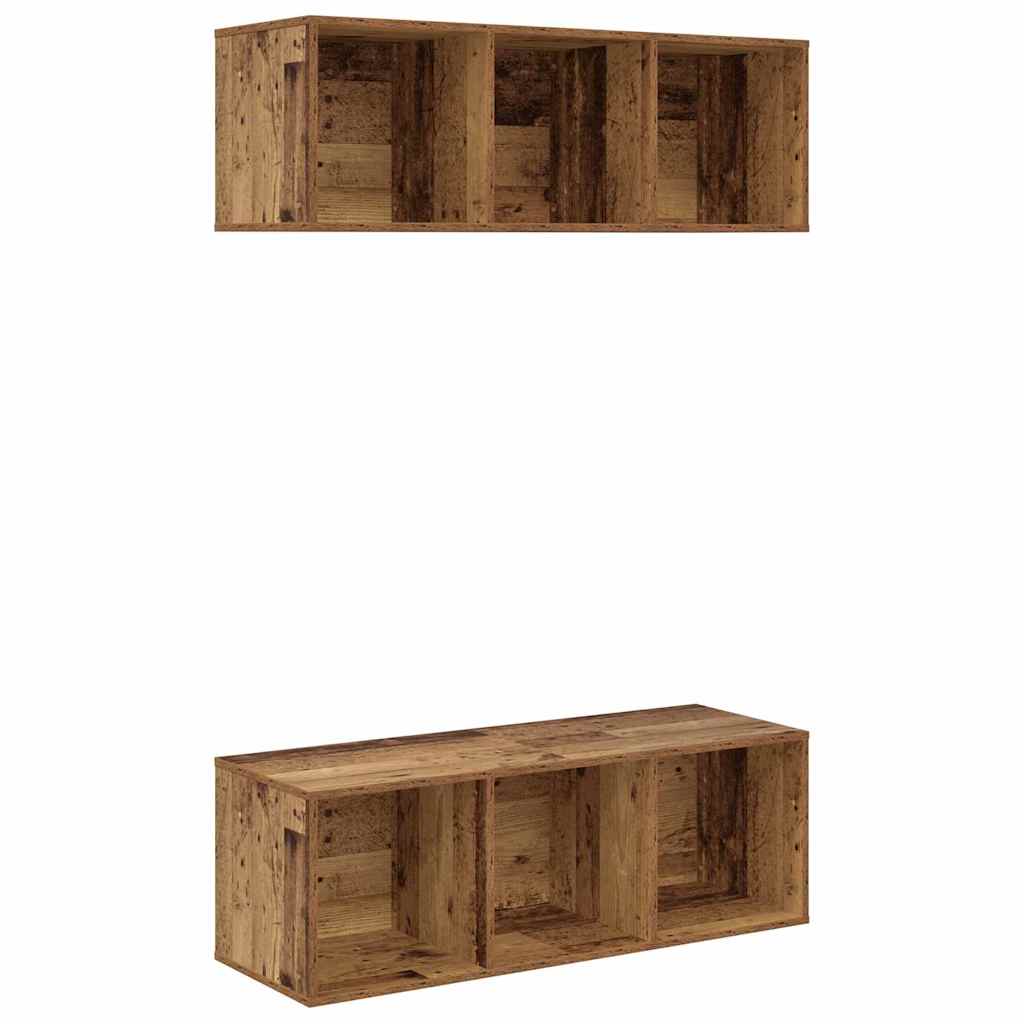 Tv-meubelset 2 pcs Oud Hout 37 x 37 x 107 cm Bewerkt hout is nu te koop bij PeponiXL, paradijselijk wonen!