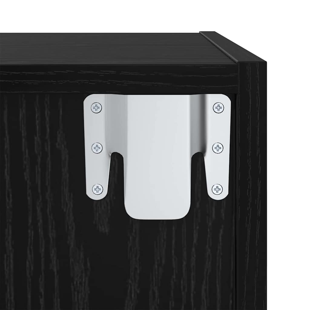 Tv-meubelset 2 pcs Zwart Eiken 37 x 37 x 107 cm Bewerkt hout is nu te koop bij PeponiXL, paradijselijk wonen!