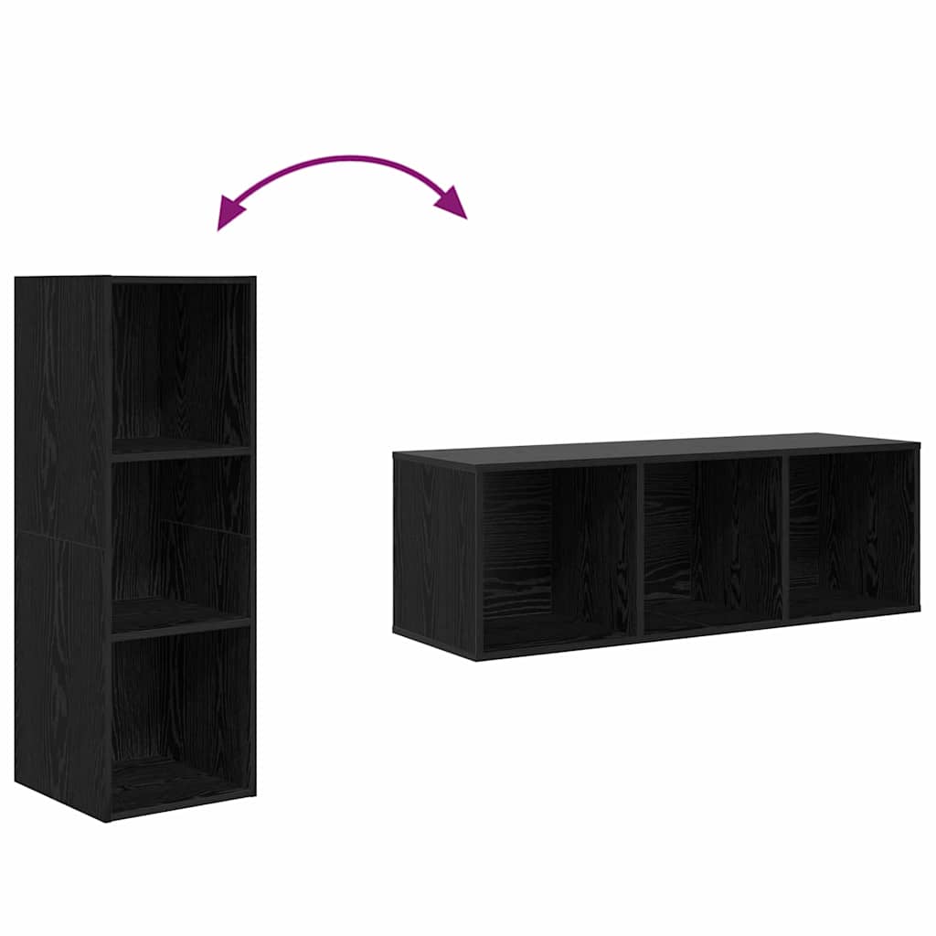 Tv-meubelset 2 pcs Zwart Eiken 37 x 37 x 107 cm Bewerkt hout is nu te koop bij PeponiXL, paradijselijk wonen!