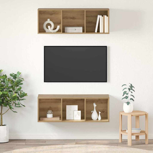 Tv-meubelset 2 pcs Artisan Eiken 37 x 37 x 107 cm Bewerkt hout is nu te koop bij PeponiXL, paradijselijk wonen!