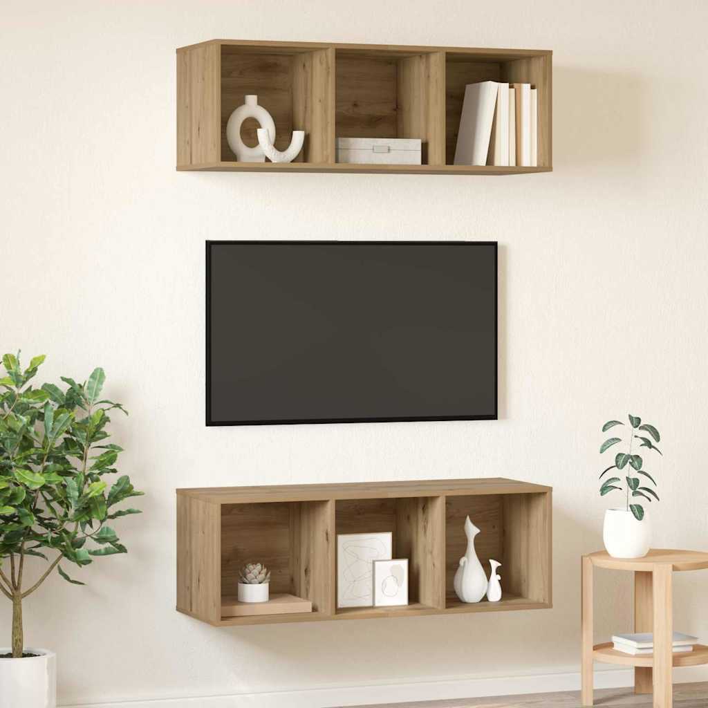 Tv-meubelset 2 pcs Artisan Eiken 37 x 37 x 107 cm Bewerkt hout is nu te koop bij PeponiXL, paradijselijk wonen!