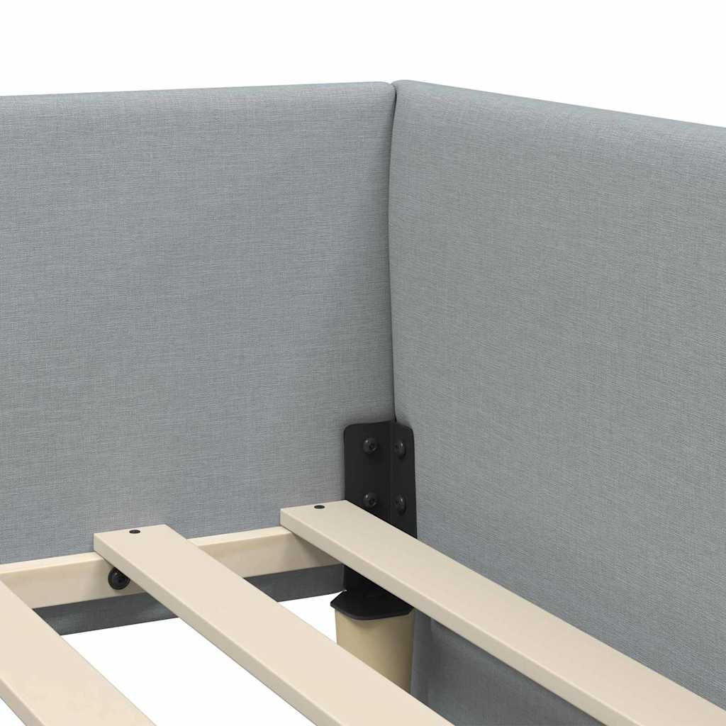 Hoekbedframe met hoofdeinde Lichtgrijs 80 cm x 200 cm Stof is nu te koop bij PeponiXL, paradijselijk wonen!