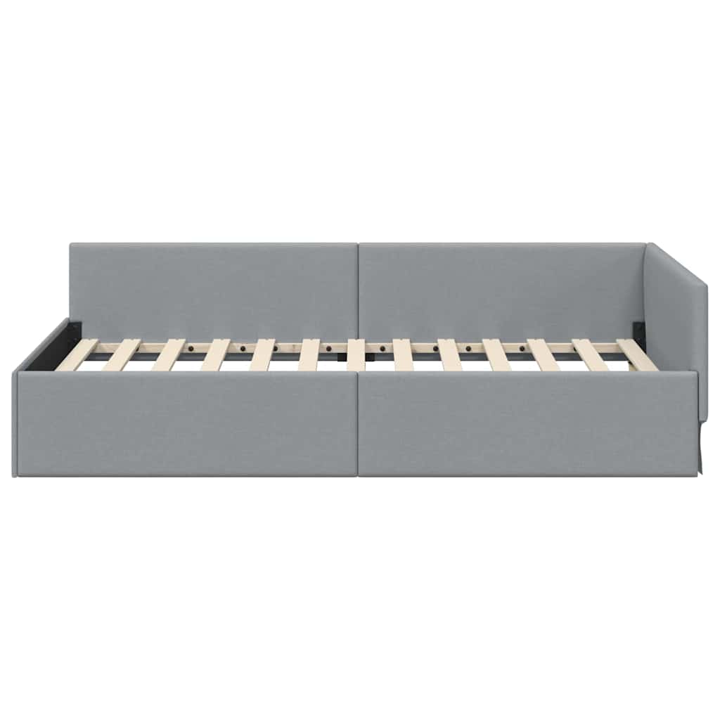 Hoekbedframe met hoofdeinde Lichtgrijs 80 cm x 200 cm Stof is nu te koop bij PeponiXL, paradijselijk wonen!