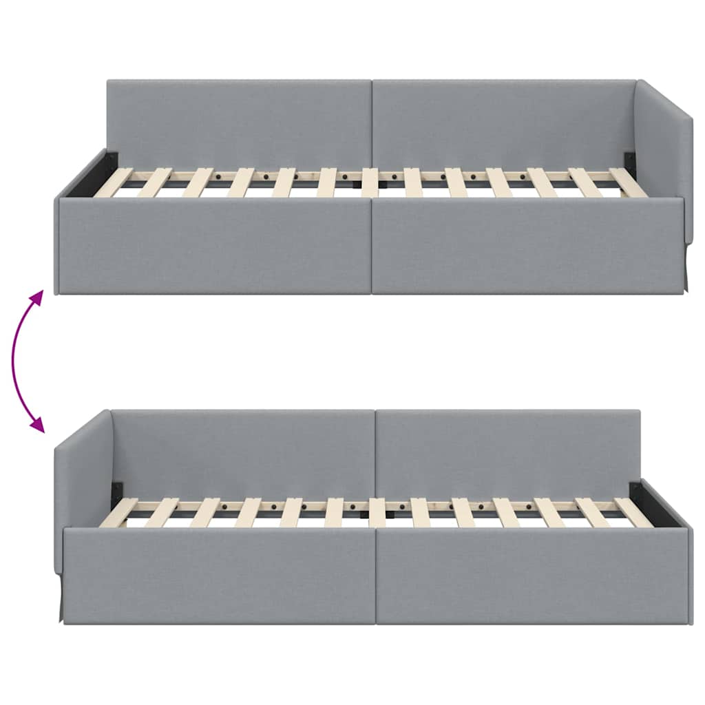 Hoekbedframe met hoofdeinde Lichtgrijs 80 cm x 200 cm Stof is nu te koop bij PeponiXL, paradijselijk wonen!