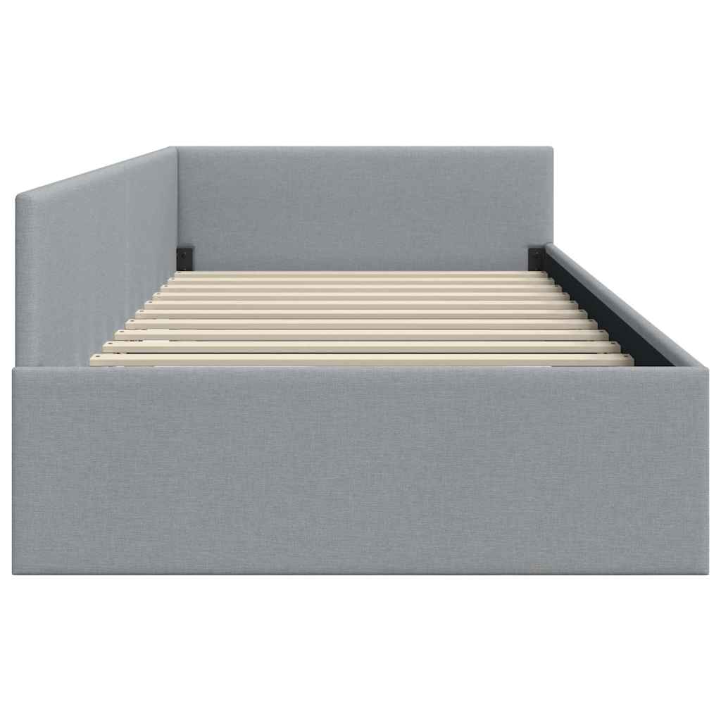 Hoekbedframe met hoofdeinde Lichtgrijs 80 cm x 200 cm Stof is nu te koop bij PeponiXL, paradijselijk wonen!