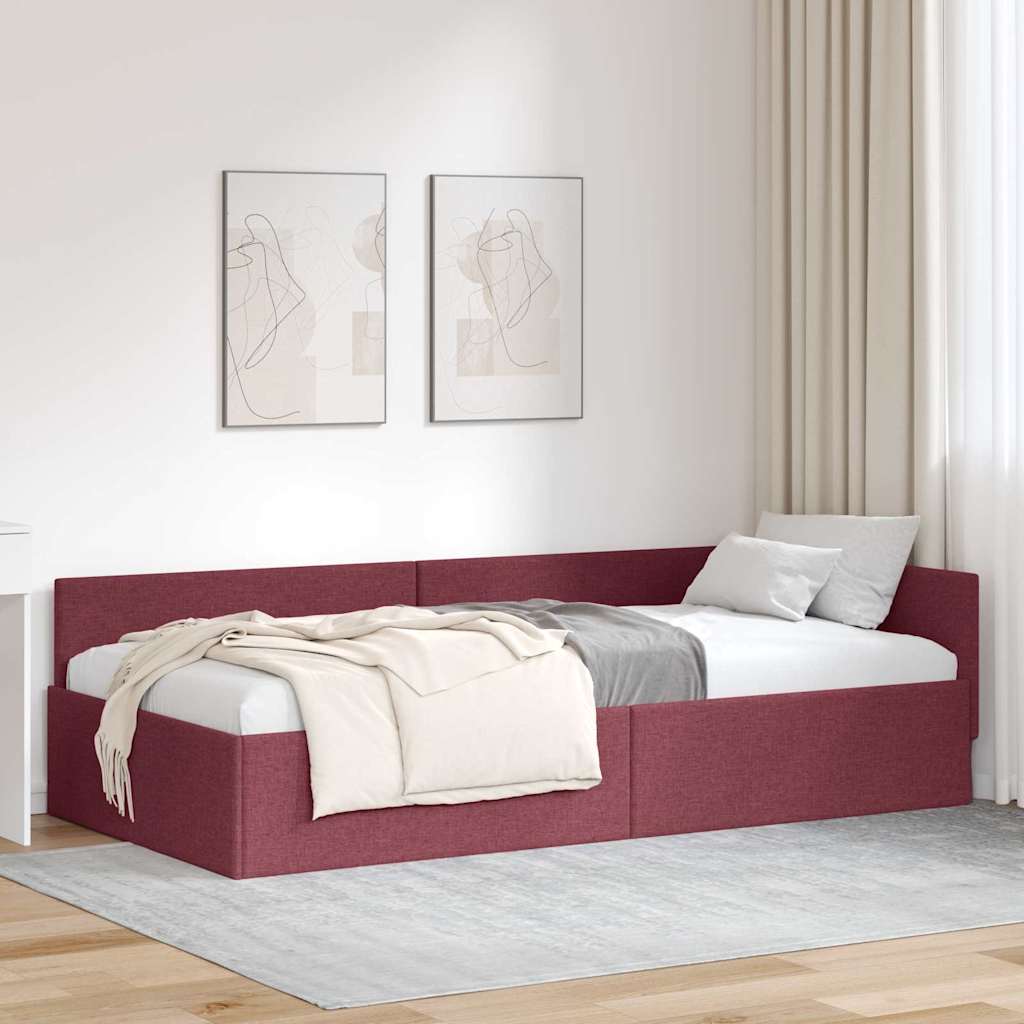 Hoekbedframe met hoofdeinde Wijnrood 80 cm x 200 cm Stof is nu te koop bij PeponiXL, paradijselijk wonen!