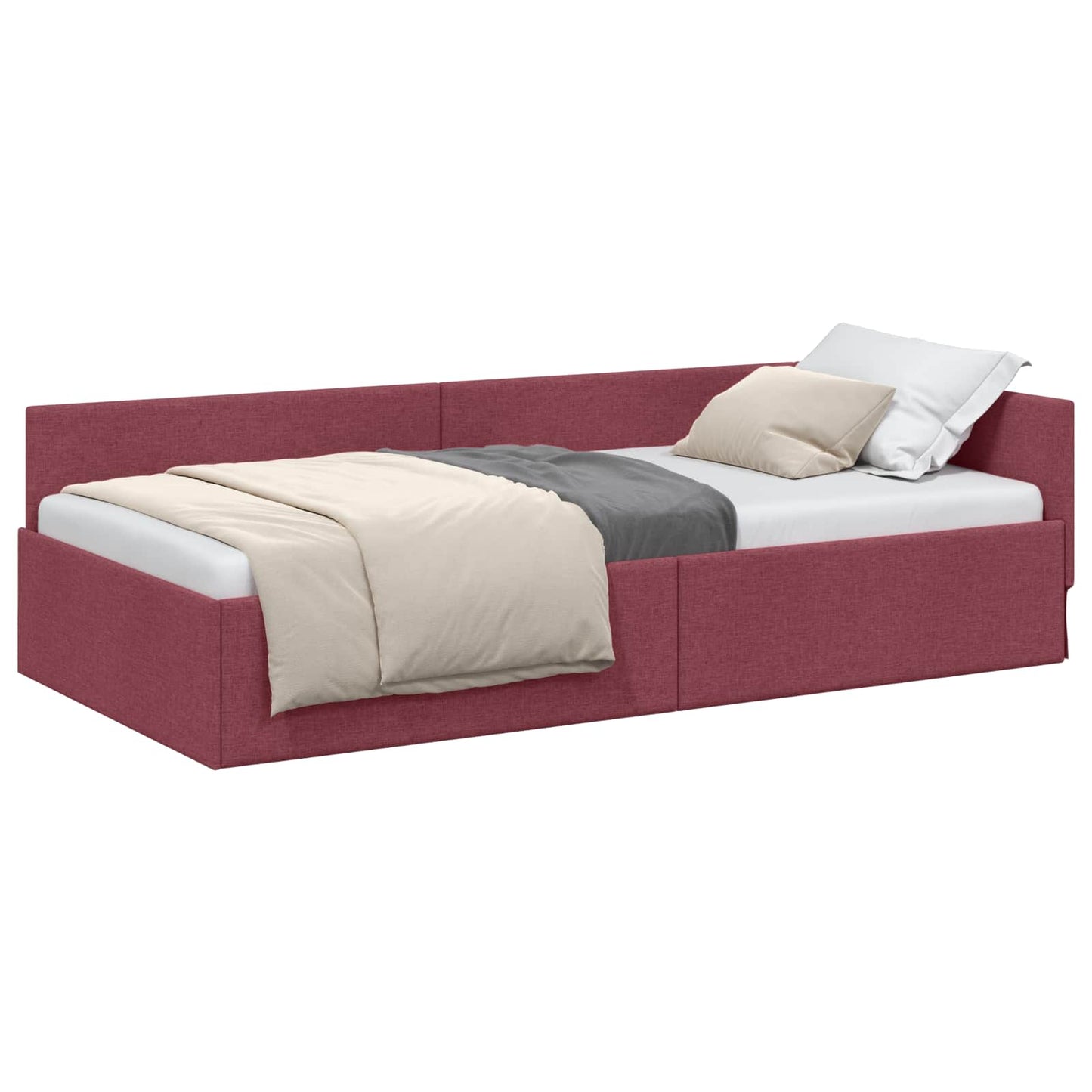 Hoekbedframe met hoofdeinde Wijnrood 80 cm x 200 cm Stof is nu te koop bij PeponiXL, paradijselijk wonen!