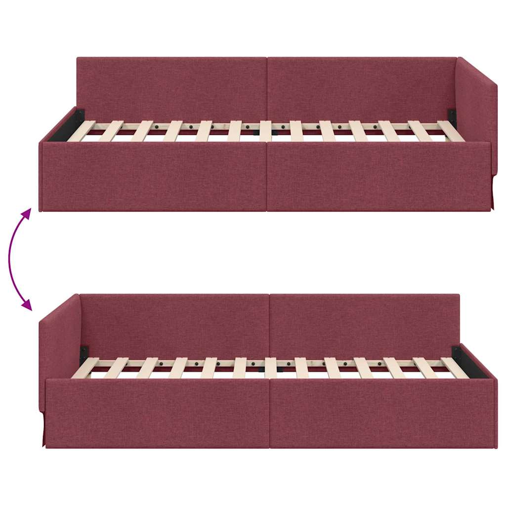 Hoekbedframe met hoofdeinde Wijnrood 80 cm x 200 cm Stof is nu te koop bij PeponiXL, paradijselijk wonen!