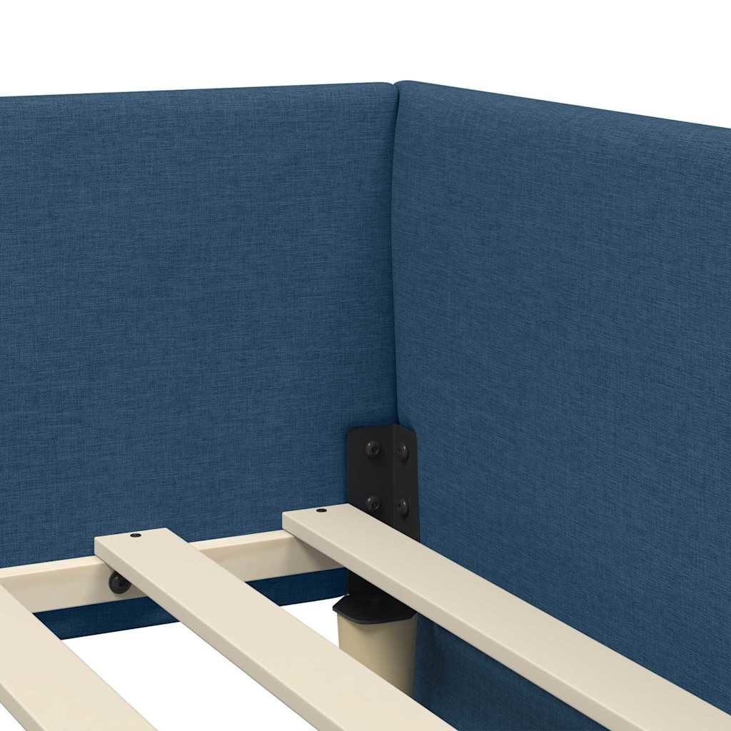 Hoekbedframe met hoofdeinde Blauw 80 cm x 200 cm Stof is nu te koop bij PeponiXL, paradijselijk wonen!