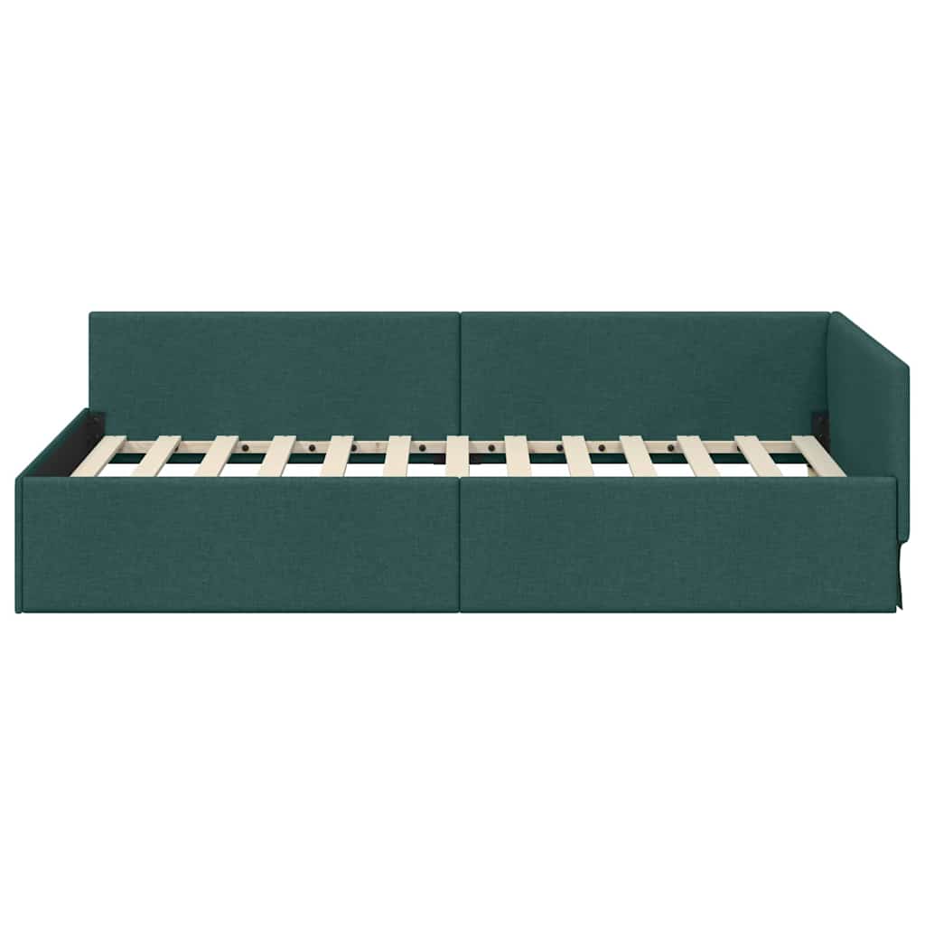 Hoekbedframe met hoofdeinde Donkergroen 90 cm x 190 cm Stof is nu te koop bij PeponiXL, paradijselijk wonen!
