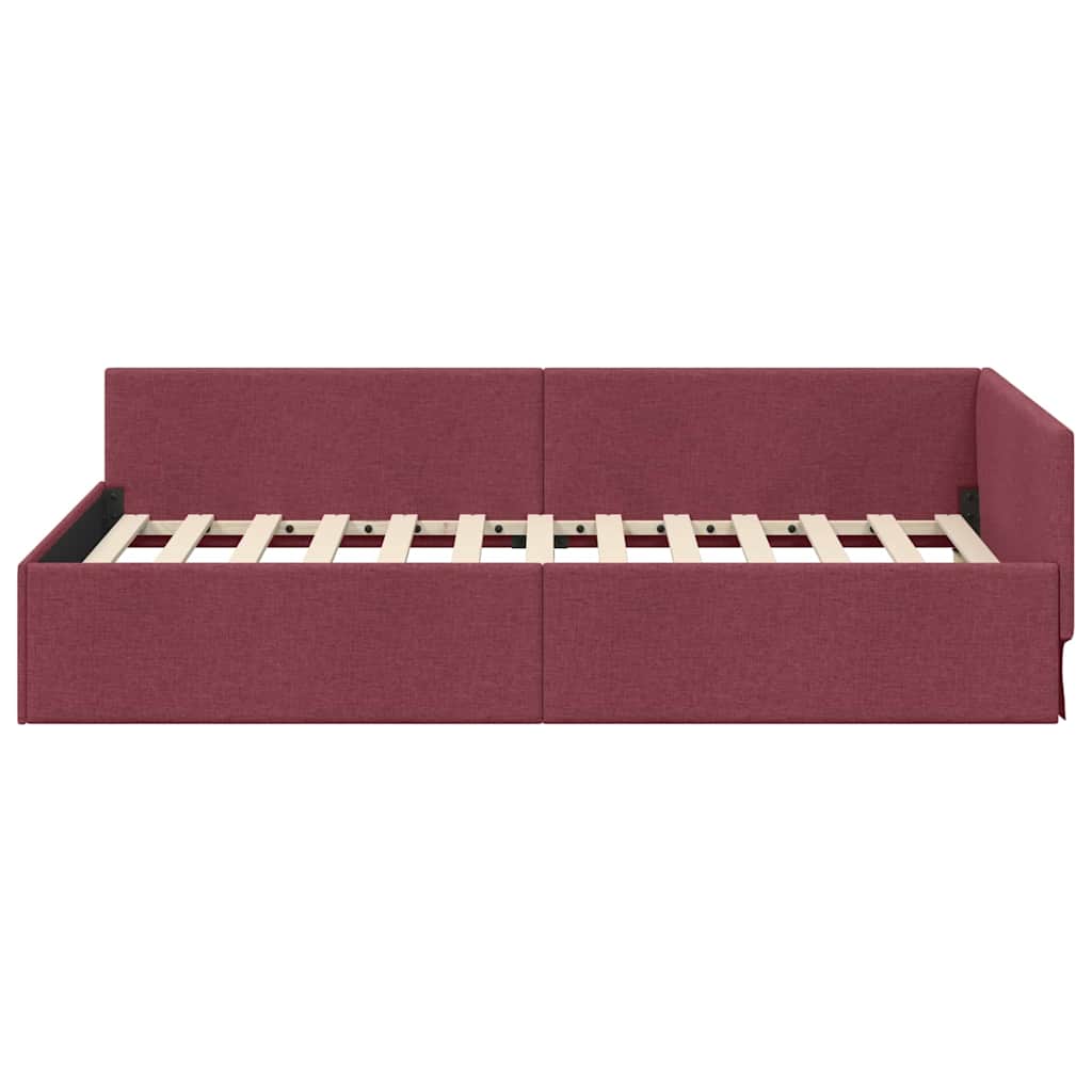 Hoekbedframe met hoofdeinde Wijnrood 90 cm x 200 cm Stof is nu te koop bij PeponiXL, paradijselijk wonen!