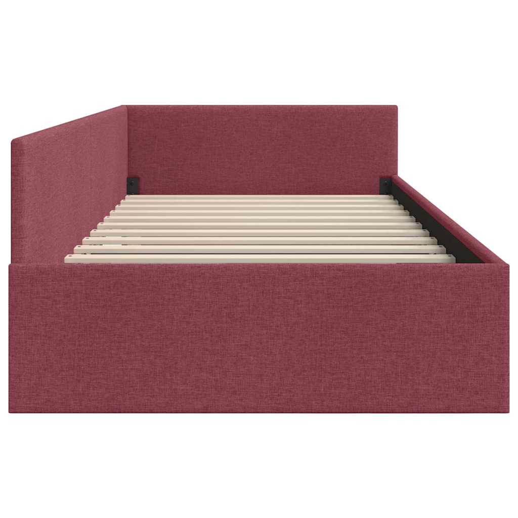 Hoekbedframe met hoofdeinde Wijnrood 90 cm x 200 cm Stof is nu te koop bij PeponiXL, paradijselijk wonen!