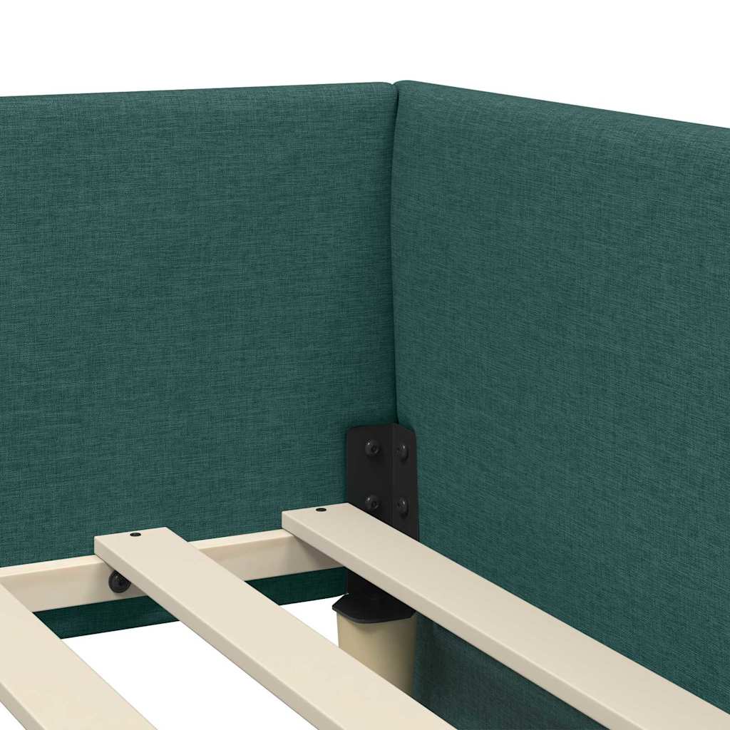 Hoekbedframe met hoofdeinde Donkergroen 90 cm x 200 cm Stof is nu te koop bij PeponiXL, paradijselijk wonen!