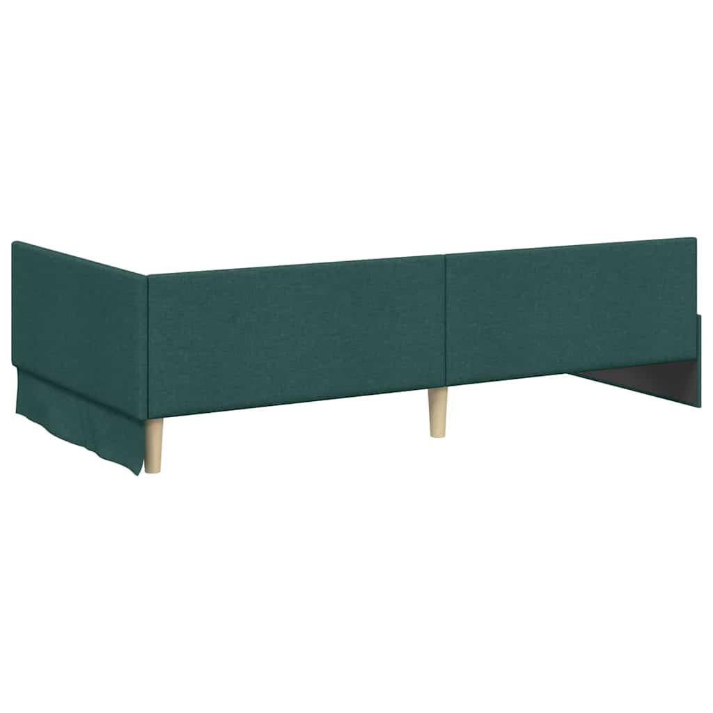 Hoekbedframe met hoofdeinde Donkergroen 90 cm x 200 cm Stof is nu te koop bij PeponiXL, paradijselijk wonen!