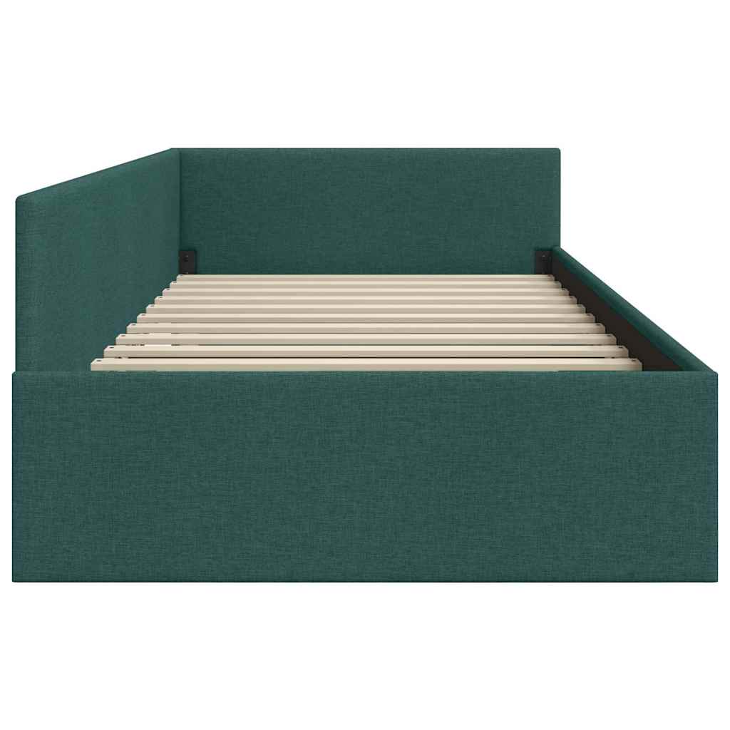 Hoekbedframe met hoofdeinde Donkergroen 90 cm x 200 cm Stof is nu te koop bij PeponiXL, paradijselijk wonen!