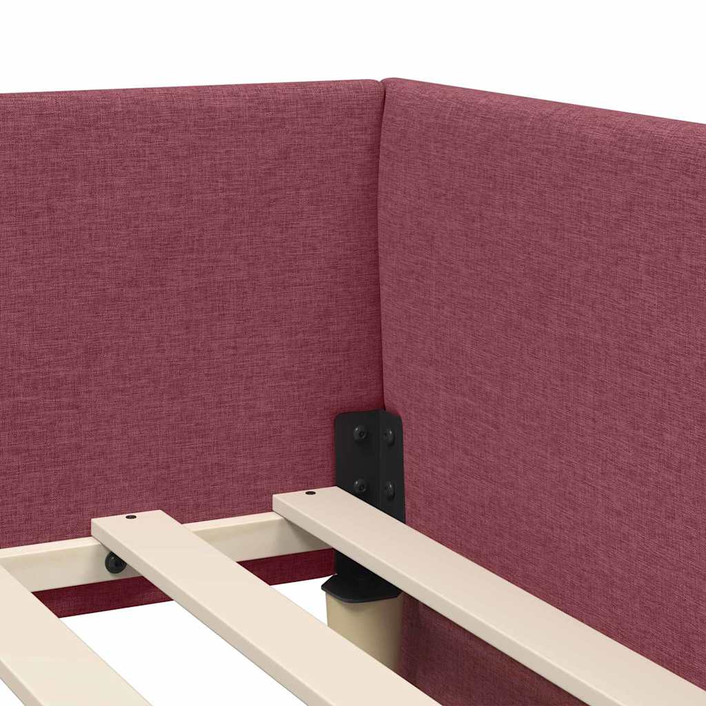 Hoekbedframe met hoofdeinde Wijnrood 100 cm x 200 cm Stof is nu te koop bij PeponiXL, paradijselijk wonen!