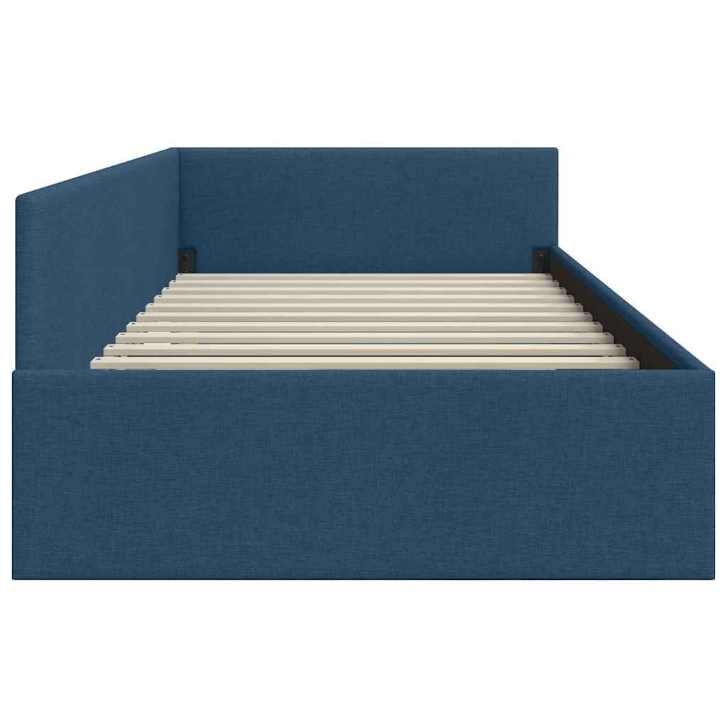 Hoekbedframe met hoofdeinde Blauw 100 cm x 200 cm Stof is nu te koop bij PeponiXL, paradijselijk wonen!