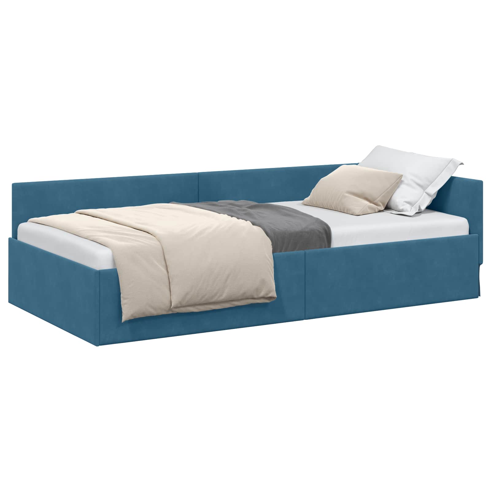 Hoekbedframe met hoofdeinde Blauw 80 cm x 200 cm Fluweel is nu te koop bij PeponiXL, paradijselijk wonen!