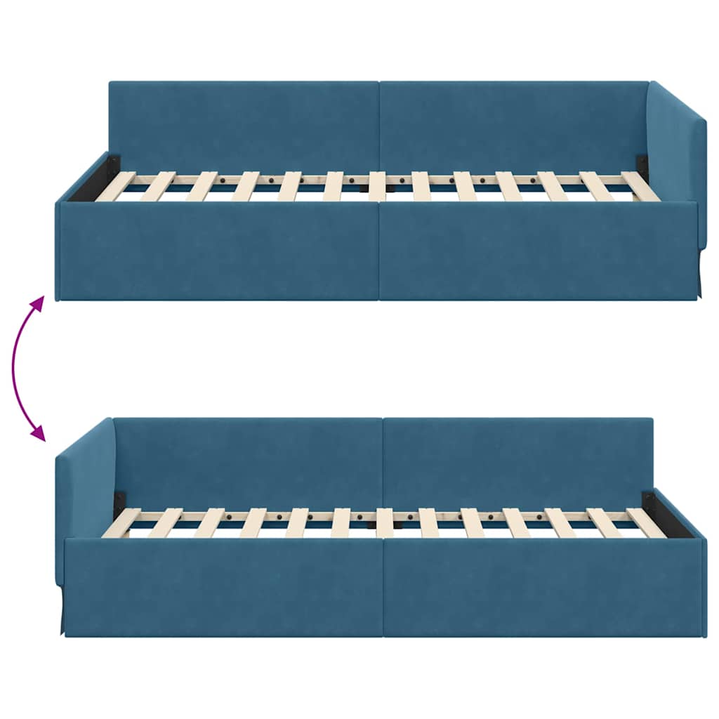 Hoekbedframe met hoofdeinde Blauw 80 cm x 200 cm Fluweel is nu te koop bij PeponiXL, paradijselijk wonen!