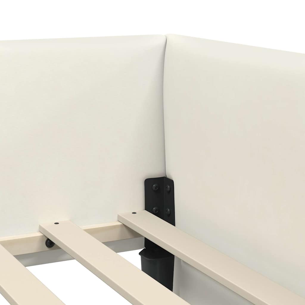 Hoekbedframe met hoofdeinde Crème 80 cm x 200 cm Fluweel