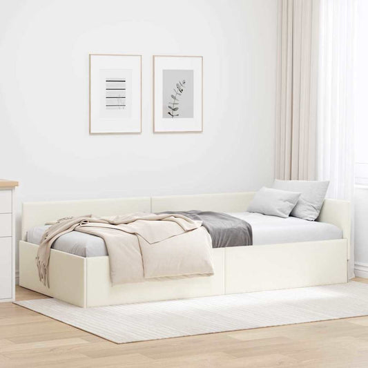 Hoekbedframe met hoofdeinde Crème 80 cm x 200 cm Fluweel is nu te koop bij PeponiXL, paradijselijk wonen!