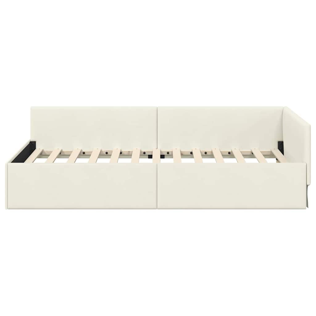 Hoekbedframe met hoofdeinde Crème 80 cm x 200 cm Fluweel