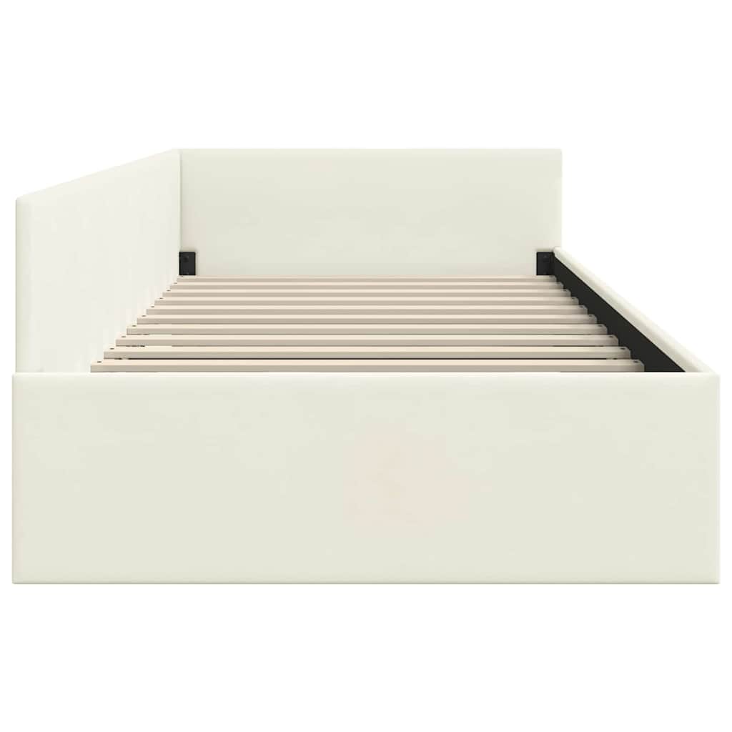 Hoekbedframe met hoofdeinde Crème 80 cm x 200 cm Fluweel