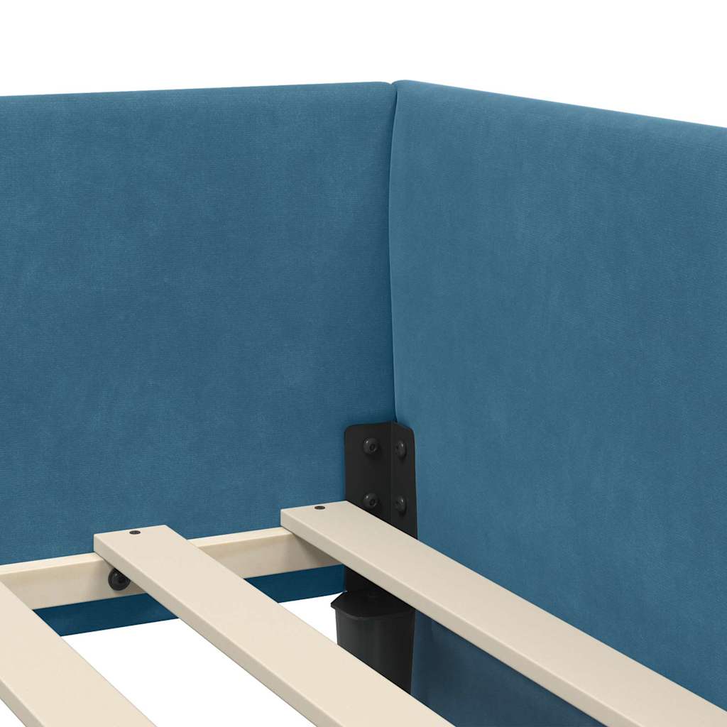 Hoekbedframe met hoofdeinde Blauw 90 cm x 190 cm Fluweel is nu te koop bij PeponiXL, paradijselijk wonen!