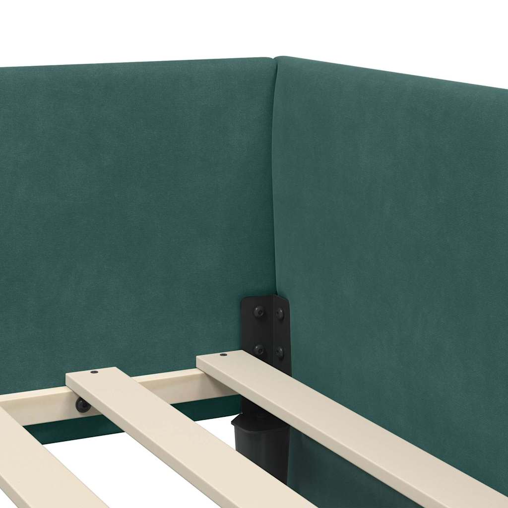 Hoekbedframe met hoofdeinde Donkergroen 90 cm x 190 cm Fluweel is nu te koop bij PeponiXL, paradijselijk wonen!
