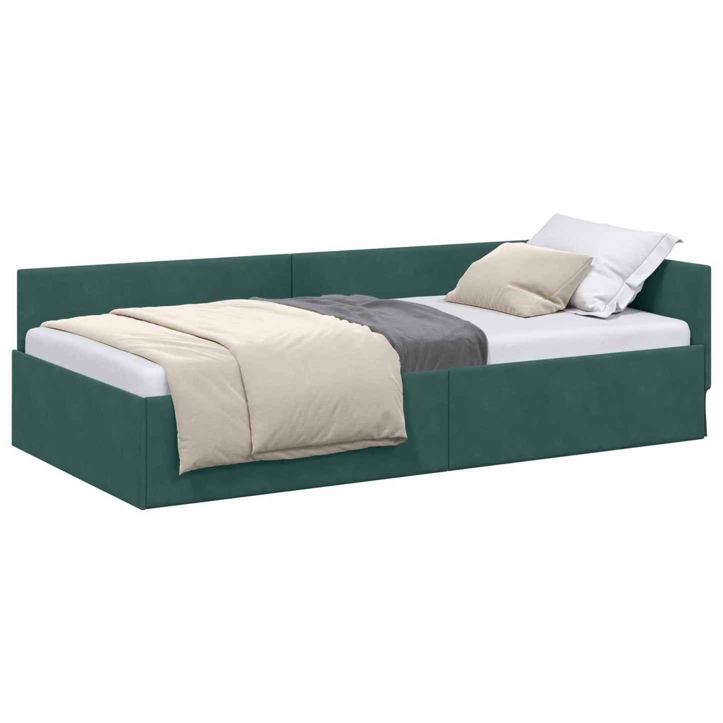 Hoekbedframe met hoofdeinde Donkergroen 90 cm x 190 cm Fluweel is nu te koop bij PeponiXL, paradijselijk wonen!
