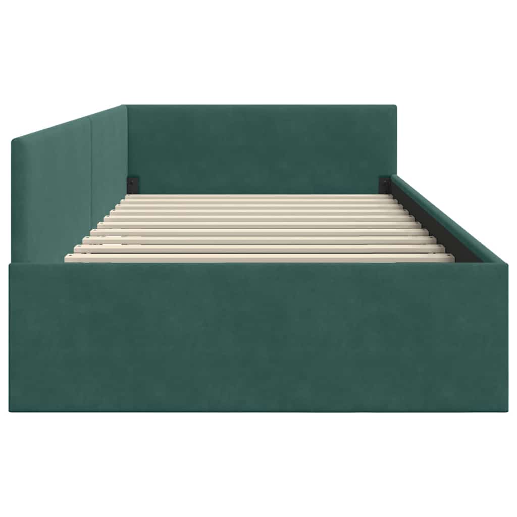 Hoekbedframe met hoofdeinde Donkergroen 90 cm x 190 cm Fluweel is nu te koop bij PeponiXL, paradijselijk wonen!