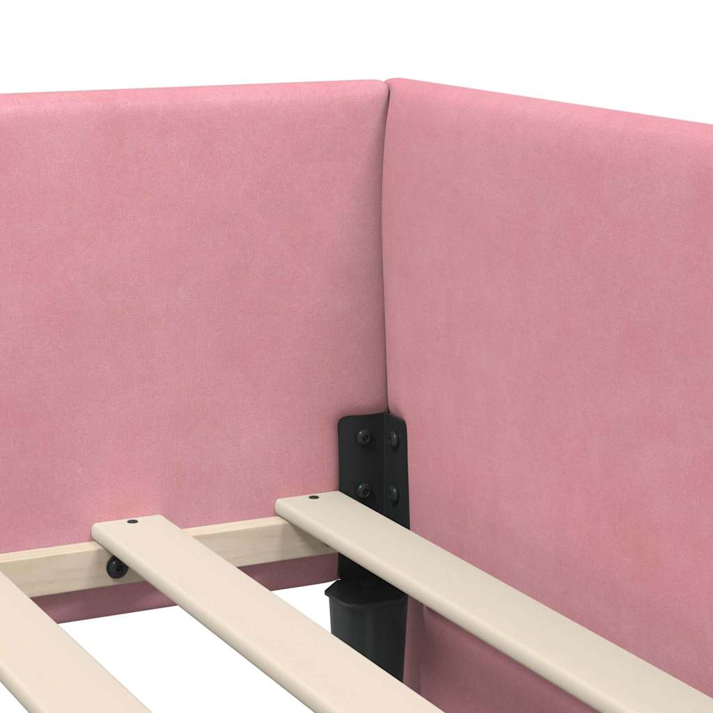 Hoekbedframe met hoofdeinde Roze 90 cm x 190 cm Fluweel