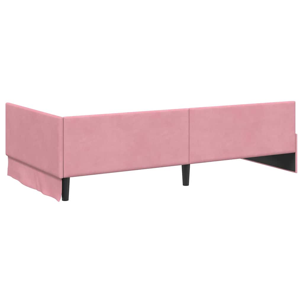 Hoekbedframe met hoofdeinde Roze 90 cm x 190 cm Fluweel