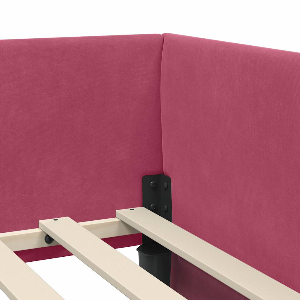 Hoekbedframe met hoofdeinde Wijnrood 90 cm x 190 cm Fluweel is nu te koop bij PeponiXL, paradijselijk wonen!