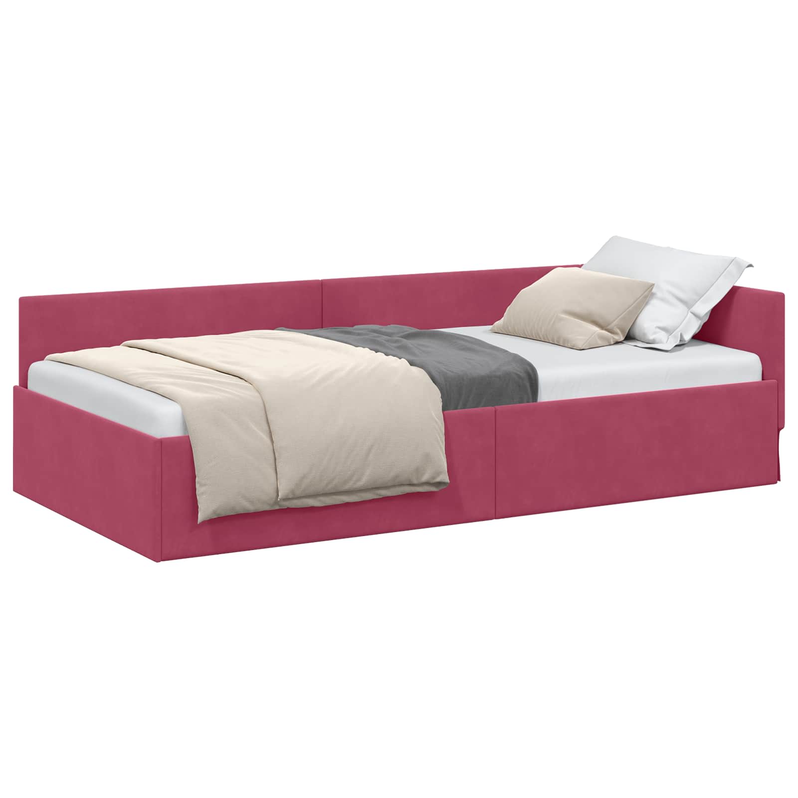 Hoekbedframe met hoofdeinde Wijnrood 90 cm x 190 cm Fluweel is nu te koop bij PeponiXL, paradijselijk wonen!