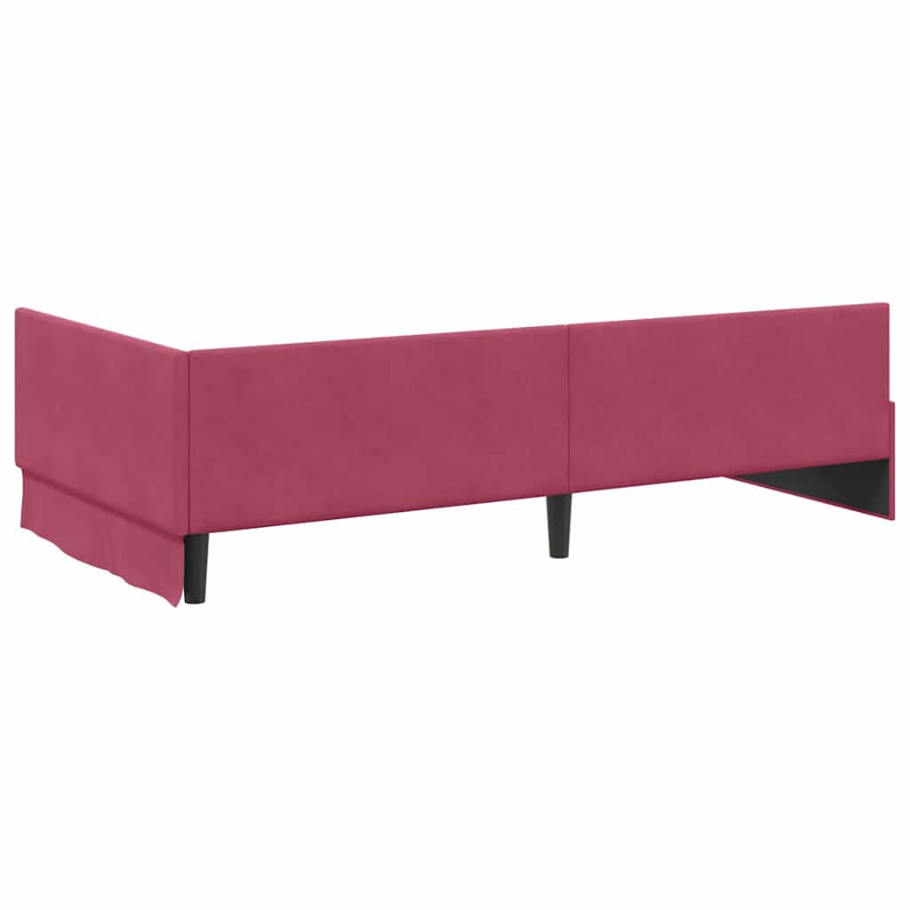 Hoekbedframe met hoofdeinde Wijnrood 90 cm x 190 cm Fluweel is nu te koop bij PeponiXL, paradijselijk wonen!