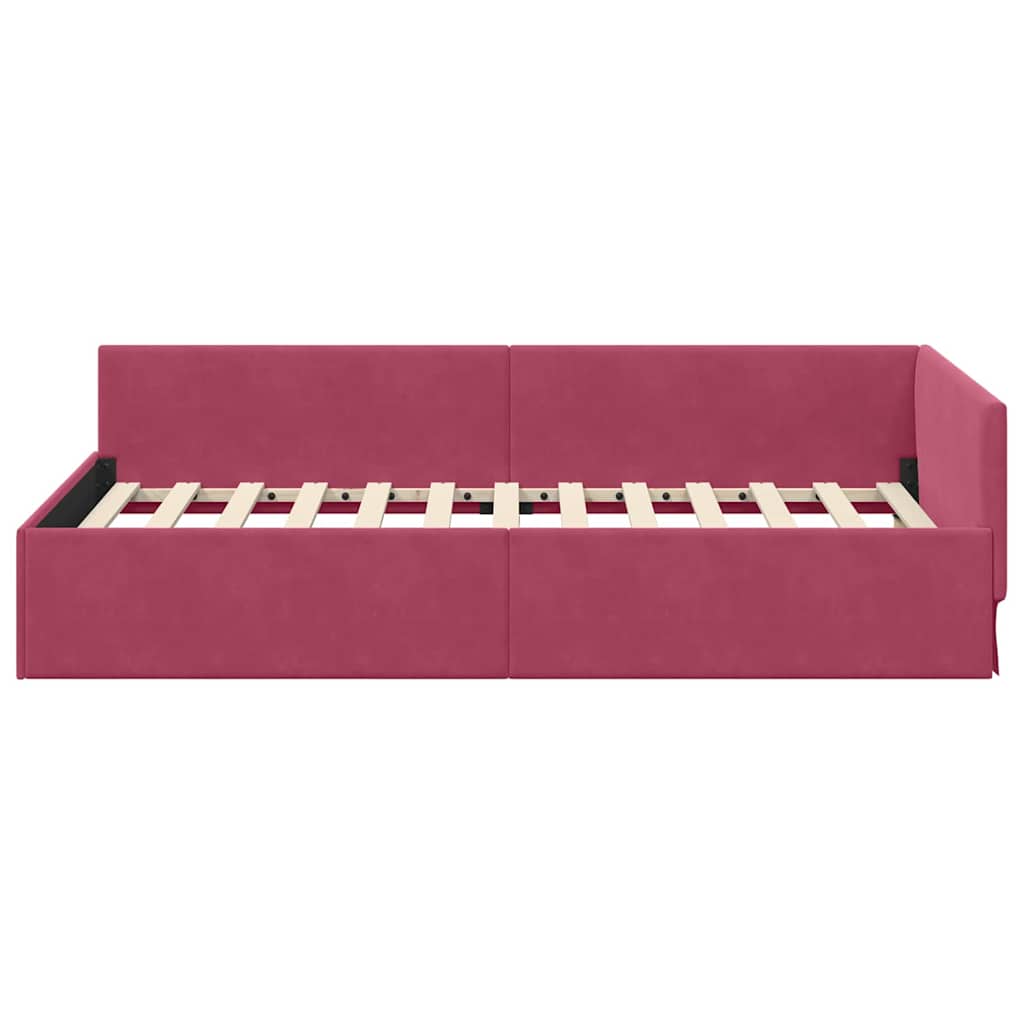Hoekbedframe met hoofdeinde Wijnrood 90 cm x 190 cm Fluweel is nu te koop bij PeponiXL, paradijselijk wonen!
