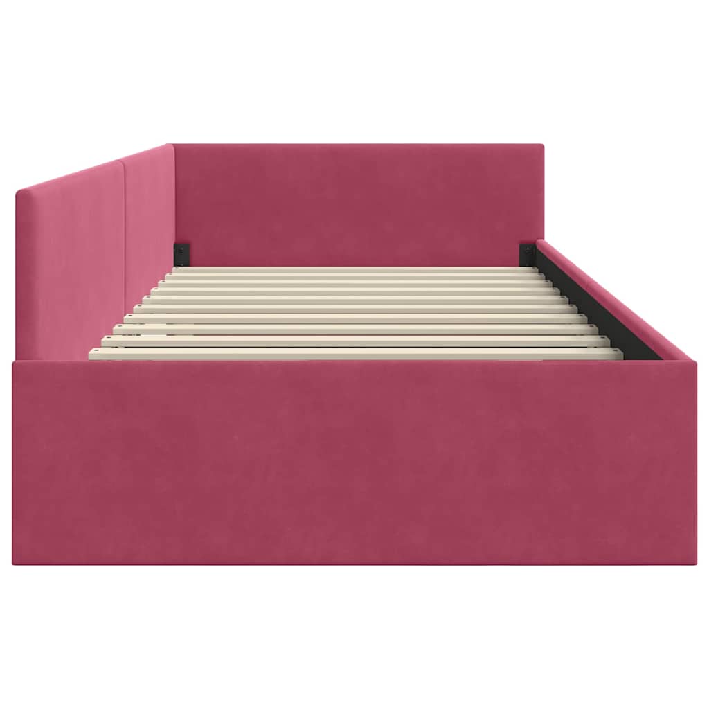 Hoekbedframe met hoofdeinde Wijnrood 90 cm x 190 cm Fluweel is nu te koop bij PeponiXL, paradijselijk wonen!