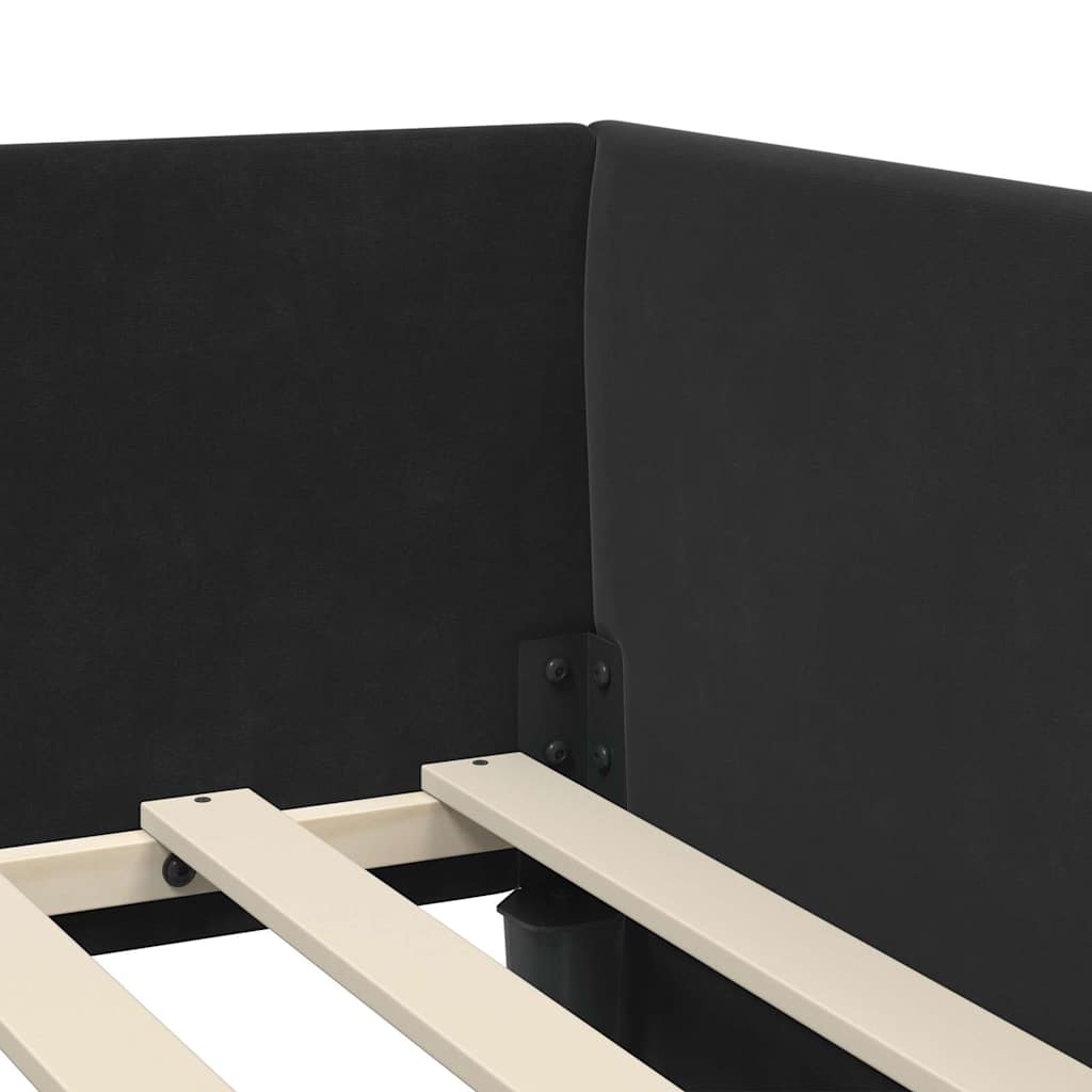 Hoekbedframe met hoofdeinde Zwart 90 cm x 190 cm Fluweel