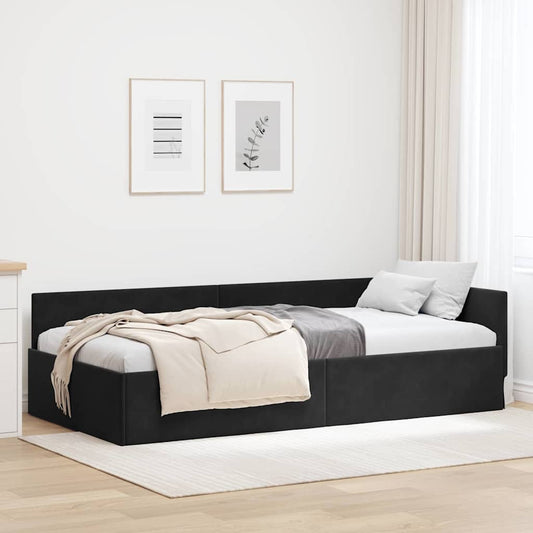 Hoekbedframe met hoofdeinde Zwart 90 cm x 190 cm Fluweel is nu te koop bij PeponiXL, paradijselijk wonen!