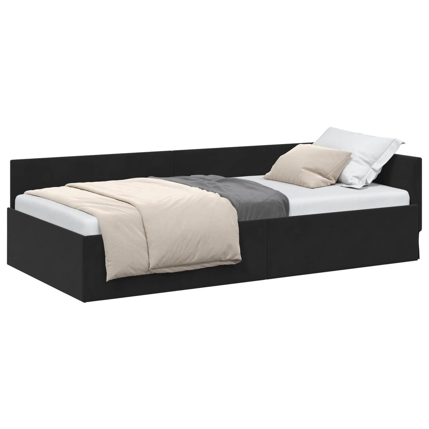 Hoekbedframe met hoofdeinde Zwart 90 cm x 190 cm Fluweel