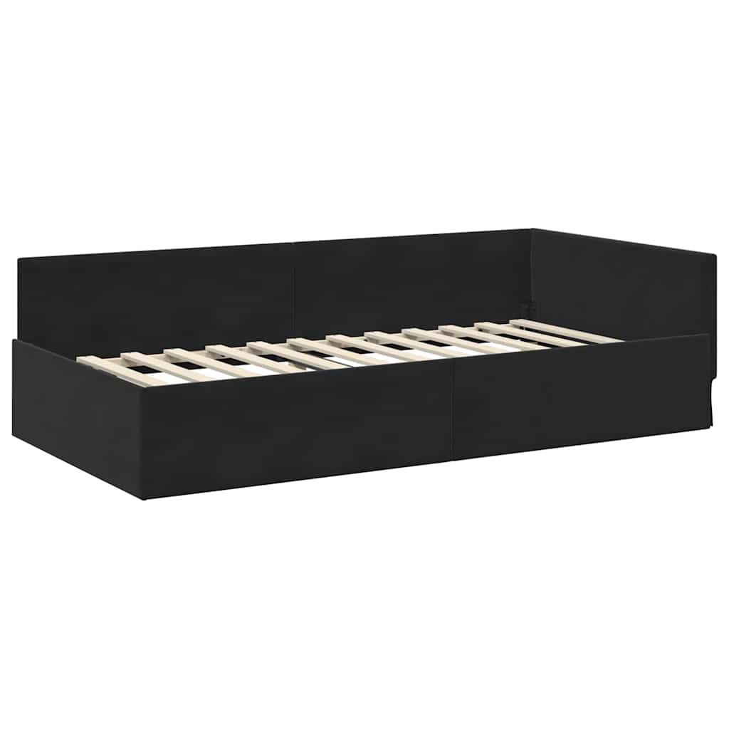 Hoekbedframe met hoofdeinde Zwart 90 cm x 190 cm Fluweel